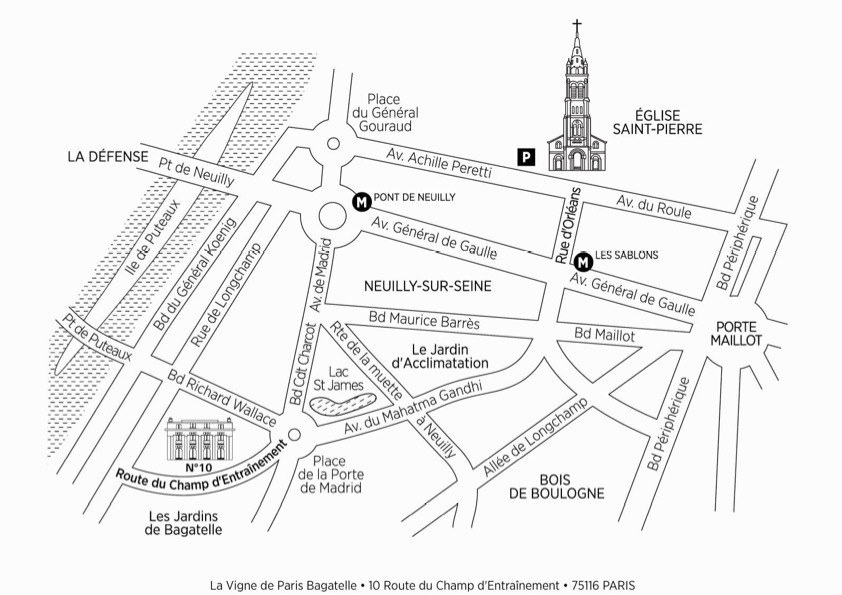 Plan d'accès au Domaine de Paris Bagatelle