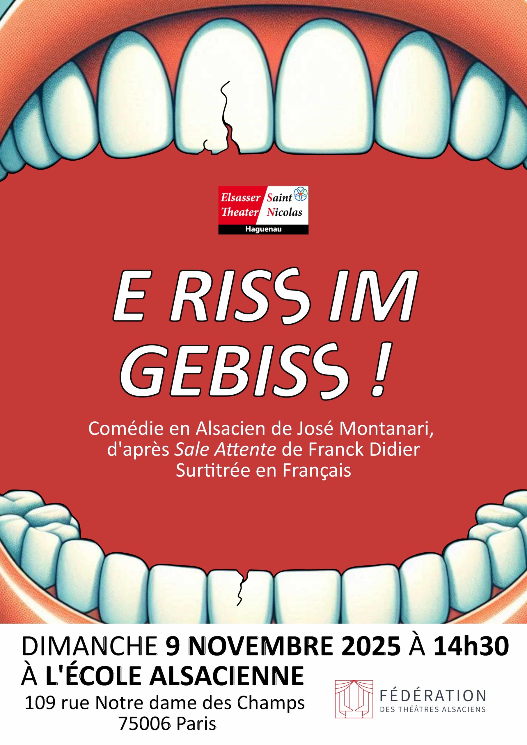 You are currently viewing Spectacle « E RISS IM GEBISS ! » 9 Novembre 2025